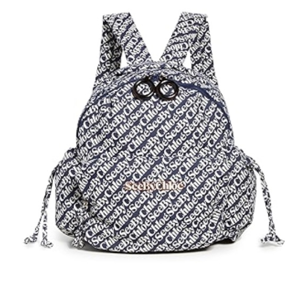 LOOKING TO BUY, NOT FOR SALE See By Chloe Till Backpack Logo Print Navy
